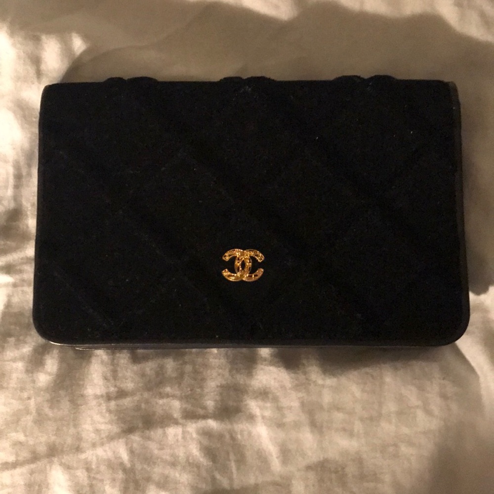 Authentic Chanel velvet wallet on chain (WOC)